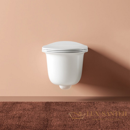 сиденье artceram chic cha001 05 73 для унитаза с крышкой softclose, белый матовый/петли золото