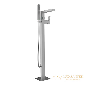 смеситель напольный для ванны bossini aki z00771.094, в комплекте со встроенной частью, никель шлифованный