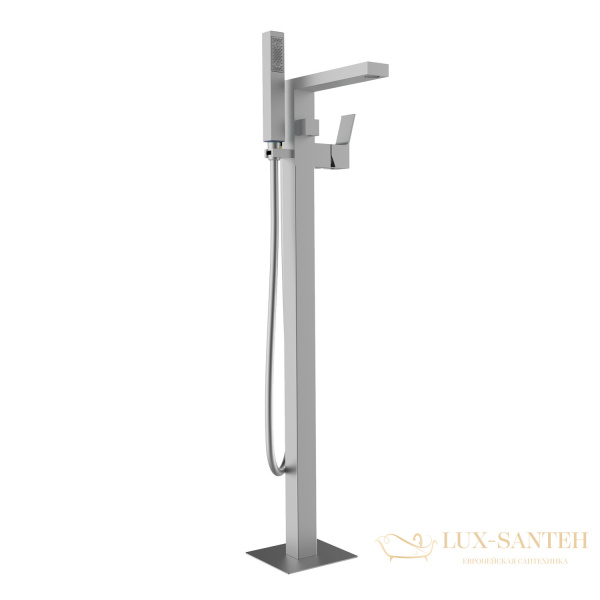 смеситель напольный для ванны bossini aki z00771.094, в комплекте со встроенной частью, никель шлифованный