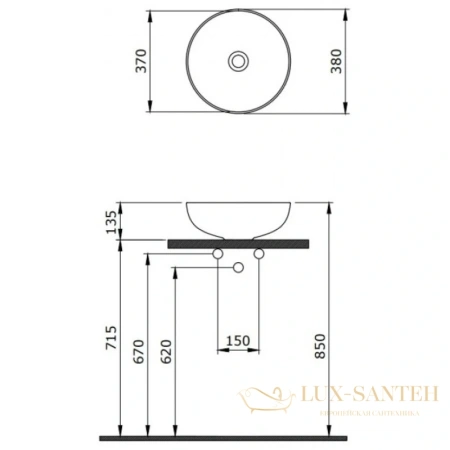 раковина berges ego 181008 38х38 см, белый