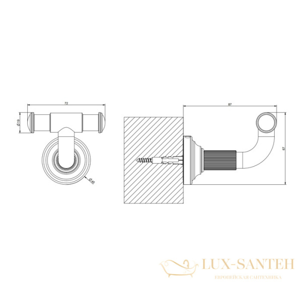 крючок gessi venti20 65521.710, brass pvd