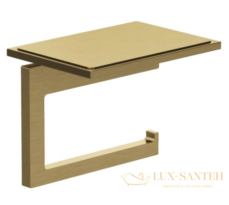 держатель для туалетной бумаги с полкой для телефона  kludi vela c, 31971n0, золото брашированное