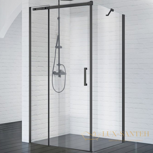 душевой уголок belbagno acqua acqua-ah-1-120/90-c-nero 120х90 см профиль черный, стекло прозрачное