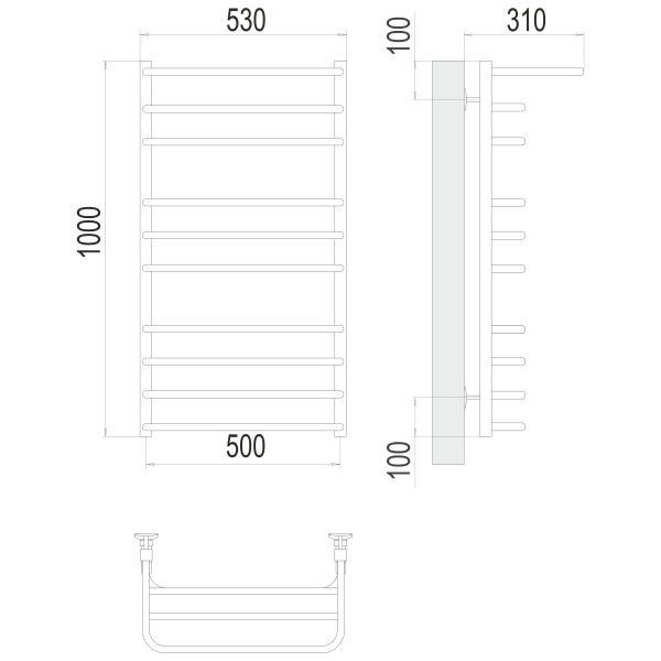 полотенцесушитель водяной terminus арктур 4670078529466 с полкой п10 500x800