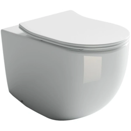 приставной безободковый унитаз ceramica nova metropol cn4004 с сиденьем микролифт, белый