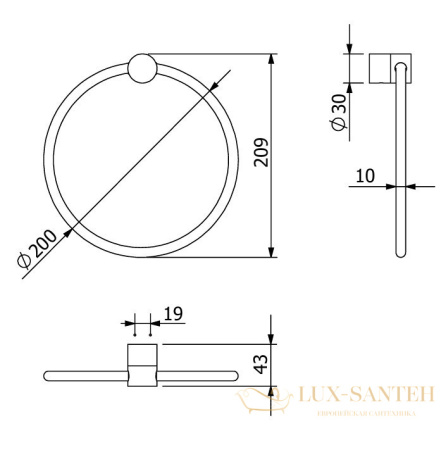 полотенцедержатель-кольцо 200 мм, kludi vela r, 5897839, черный матовый