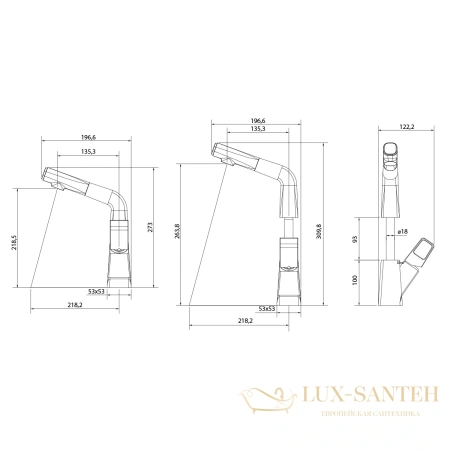 смеситель для умывальника/кухни lemark soul lm6008br с вытяжным изливом, черный-красный