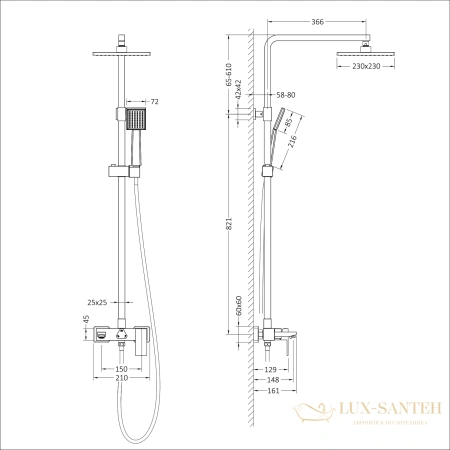 душевая система для ванны timo selene sx-1030/16, белый матовый