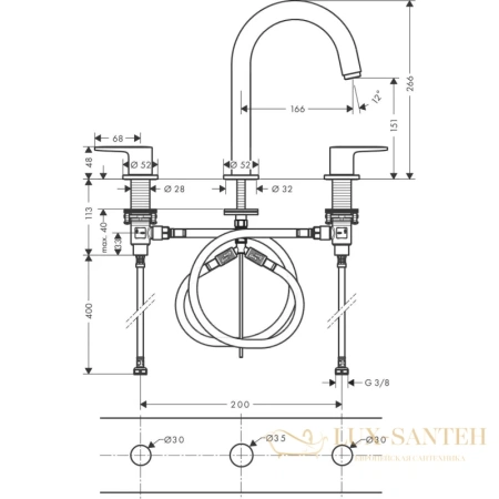 смеситель для раковины hansgrohe vernis blend 71553670, черный матовый