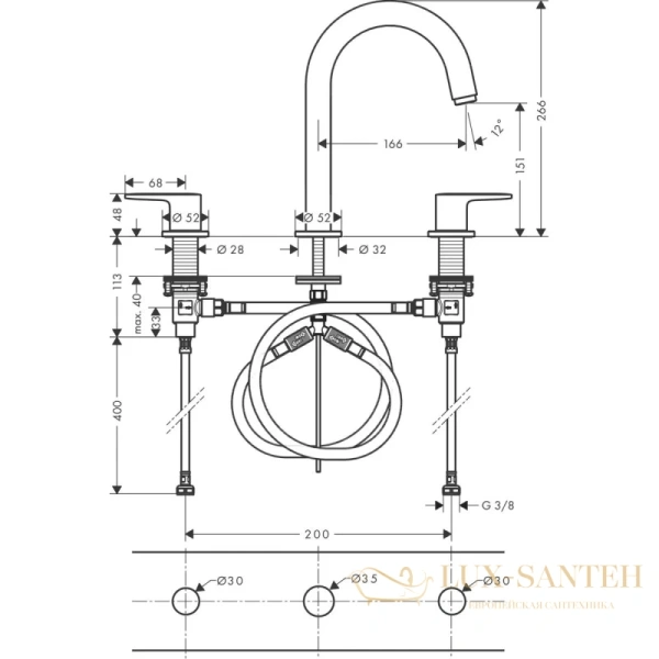 смеситель для раковины hansgrohe vernis blend 71553000, хром