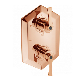 cisal cherie, cf0191007e, внешняя часть встраиваемого термостатического смесителя с переключателем на 2 положения, цвет золото розовое