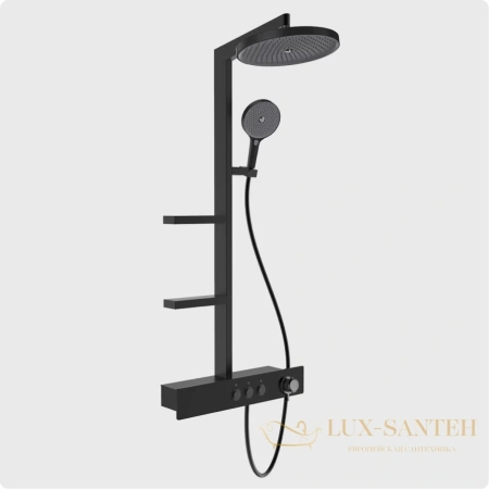 душевая система для душа с термостатом aquame, aqm8005b, черный матовый 