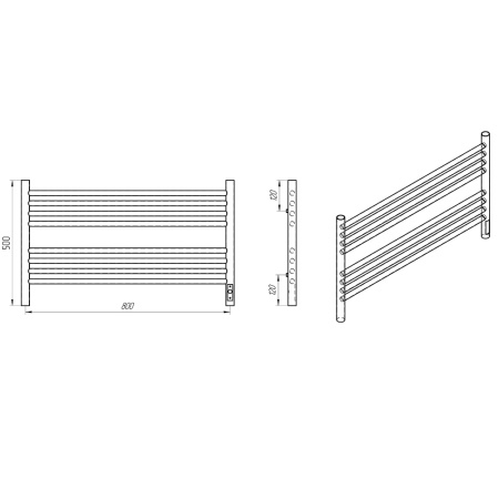 полотенцесушитель с/т laris оливия чкч8 800/500 правый тэн черный матовый 73207629