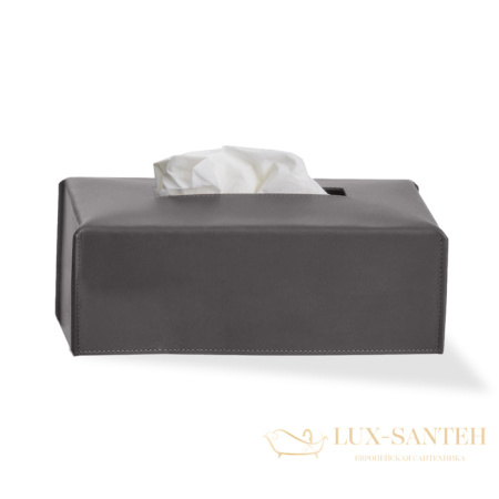 контейнер для салфеток настольный decor walther nappa kb, 0938093, натуральная кожа, дымчато-серый