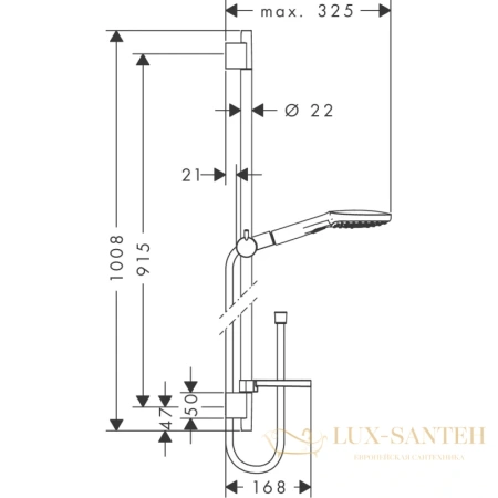 душевой гарнитур hansgrohe raindance select e 26623000 ecosmart, хром