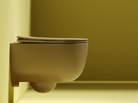 унитаз подвесной ceramica nova modena cn6063mc безободковый, с сиденьем микролифт, капучино матовый