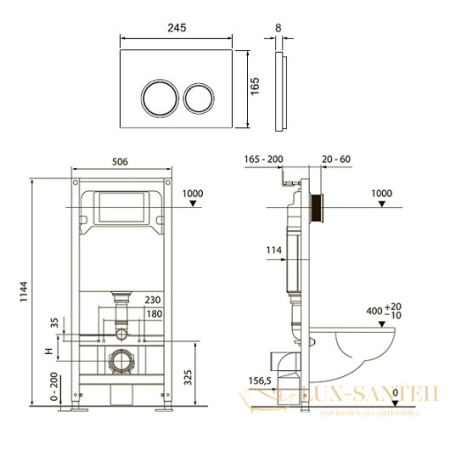 инсталляция для подвесного унитаза tece tecespring s955101 с панелью смыва (4 в 1), хром