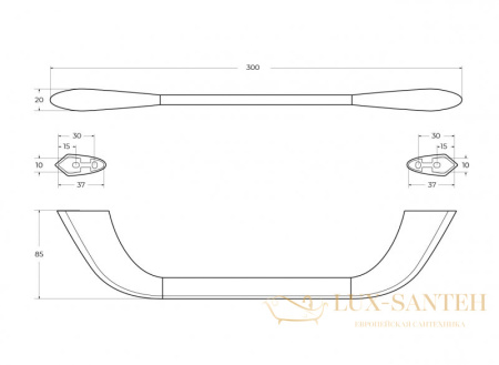 полотенцедержатель 300 мм, cezares liner-th02-gm, оружейная сталь брашированная