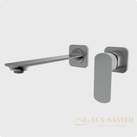 смеситель для раковины встраиваемыйaquame monza aqm6315gm, с внутренней частью, оружейная сталь