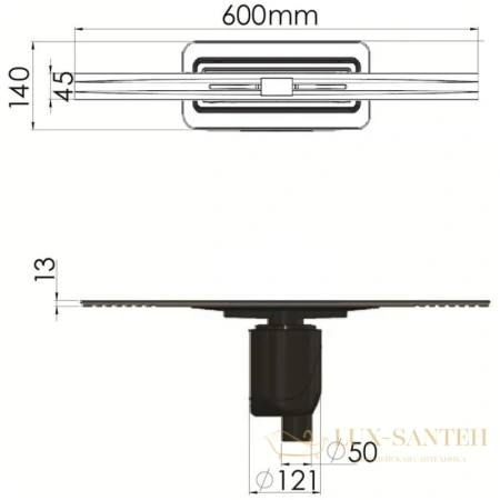 душевой канал berges simpel 090011 600 мм, матовый хром