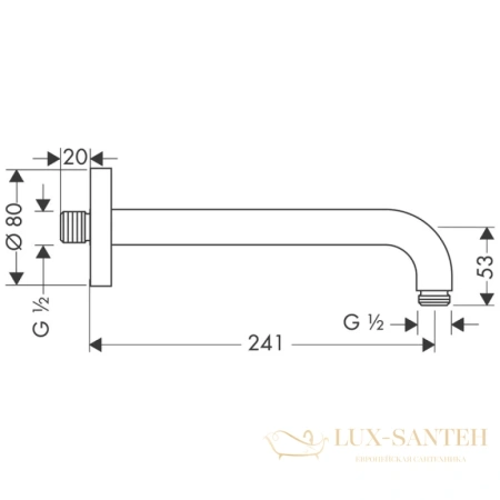 держатель верхнего душа hansgrohe 241 мм хром 27409000