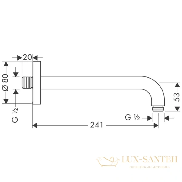 держатель верхнего душа hansgrohe 241 мм хром 27409000