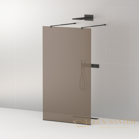душевая перегородка cezares liberta liberta-l-2-110-br-nero 110 см профиль черный матовый, стекло бронзовое