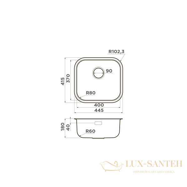 кухонная мойка omoikiri omi 44-u/i-lg 4993268, светлое золото