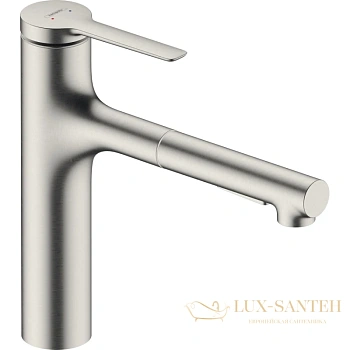 смеситель для кухни hansgrohe zesis m33 74801800 с вытяжным душем, цвет сталь