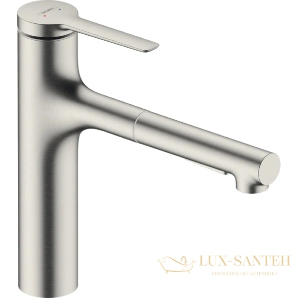 смеситель для кухни hansgrohe zesis m33 74801800 с вытяжным душем, цвет сталь