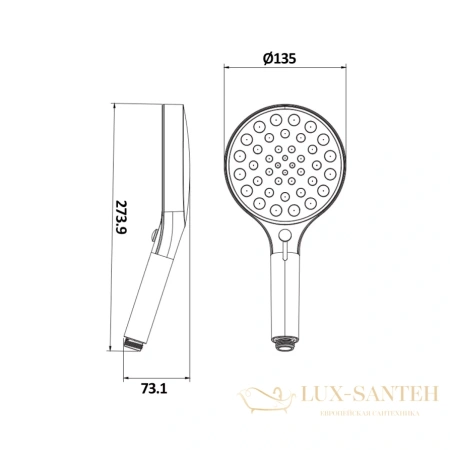 ручной душ aquame aqm8501cr, 4 режима, 135 мм, хром