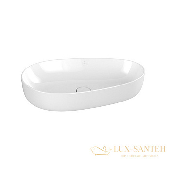 раковина накладная villeroy&boch antao 4a7465r1, 65x40x14,6 cм, ceramicplus, без перелива, белый глянцевый