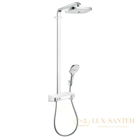 душевая система hansgrohe raindance select e 300 2jet showerpipe 27126400 белый/хром
