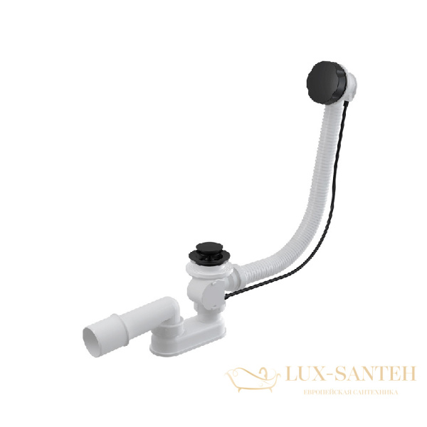 alcaplast сифон для ванны автомат комплект, черный-мат длина 120 см, металл с покрытием черного мат a55black-120