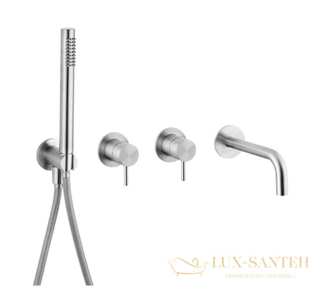 смеситель для ванны встраиваемый cisal xion xi001101d1, на 4 отверстия, нержавеющая сталь