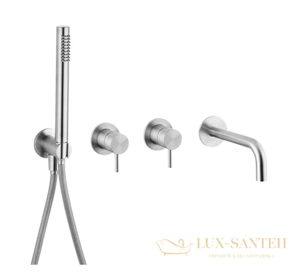 смеситель для ванны встраиваемый cisal xion xi001101d1, на 4 отверстия, нержавеющая сталь