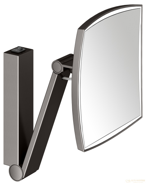 косметическое зеркало keuco ilook_move 17613359004, с кнопочным выключателем, x 5 кратное увеличение, дневной свет, титан черный шлифованный