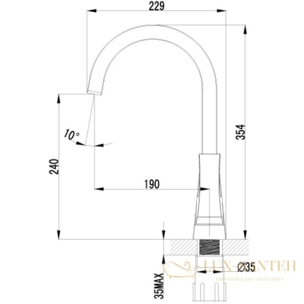 смеситель для кухни lemark unit lm4555c с высоким поворотным изливом, хром