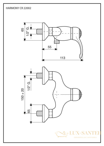 однорычажный смеситель emmevi harmony 22002/or для душа без набора для душа, золото
