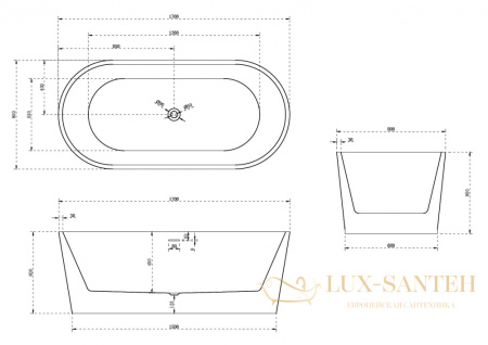 ванна акриловая свободностоящая abber ab9209mb, черный матовый/белый