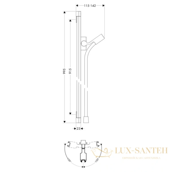 штанга для душа hansgrohe puravida unica 0.9m 27844000