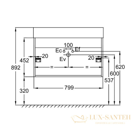 тумба под раковину jacob delafon vivienne eb1667-j5-j5 799х452 мм, белый глянцевый 