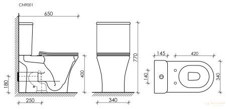 унитаз-компакт безободковый ceramica nova fortuna cn9001 с сиденьем микролифт, белый