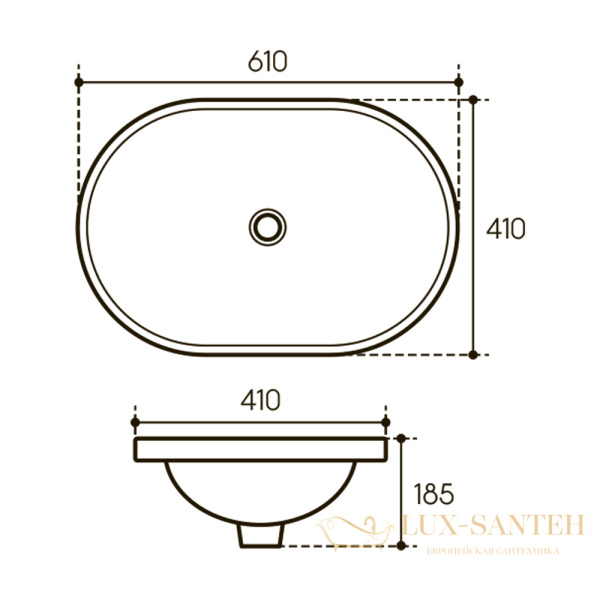 раковина встраиваемая aqueduto inserto, ins0110, 610*410 мм, белый глянцевый