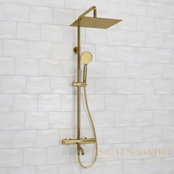 душевая система wasserkraft sauer a188.261.207.pg thermo 300 мм, золотой