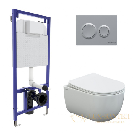комплект berges  043240: подвесной унитаз ventas rimless с системой инсталляции novum 525 и панелью смыва, хром матовый