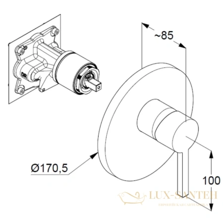 смеситель kludi nova fonte puristic 206550515 для душа, хром
