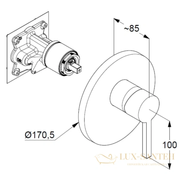 смеситель kludi nova fonte puristic 206553915 для душа, черный матовый
