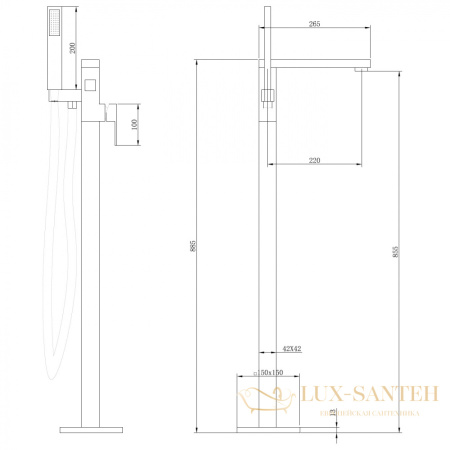 смеситель abber daheim af8215g напольный, золото матовое