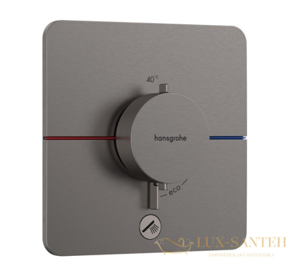 термостат для душа встраиваемый hansgrohe showerselect comfort q, 15589340, 1 выход + 1 дополнительная розетка, черный хром шлифованный